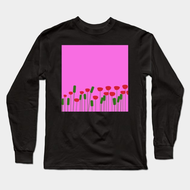 Poppies on pink Long Sleeve T-Shirt by redumbrellashop